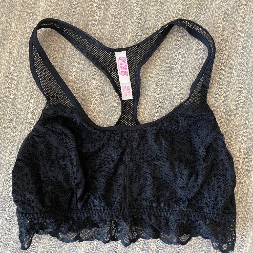 Victoria Secret PINK Black Mesh/Lace Bralette (Size XS)